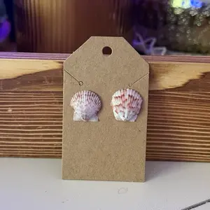 Siesta Key Calico Shell Earrings Natural Seashell Design for Beachwear and Everyday Wear