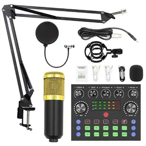 Podcast Equipment Bundle, Wired Microphone. Equipped with BM800 Condenser Microphone and V8 Sound Card & Voice Changer - Audio Interface. Ideal for recording, singing, streaming and gaming.