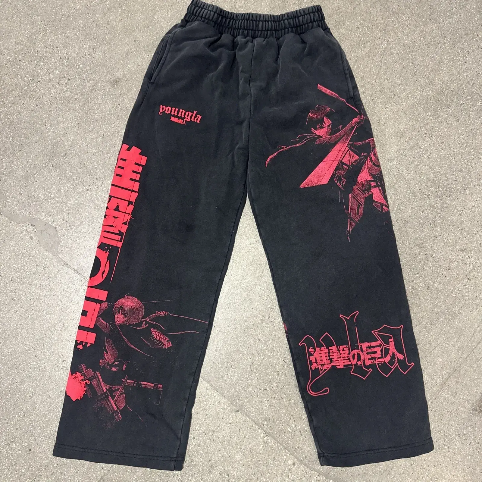 Men’s Yla Baggy Streetwear Sweatpants Black Graphic Print Casual Joggers