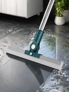 Heavy-Duty Rubber Blade Floor Squeegee Mop with Stainless Steel Handle, 180° Rotatable Head, Streak-Free Bathroom Cleaning Tool for Vinyl, Garage, Hardwood, Tile Surfaces – Squeegee Drying Scraper