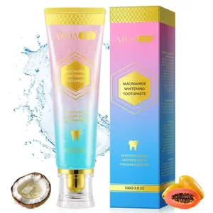 ATOANY Niacinamide Teeth-Whitening Stain Removal Toothpaste, formulated with niacinamide, xylitol, coconut oil, and other ingredients, cleans teeth, freshens breath, removes stains, and helps you show off a confident smile.