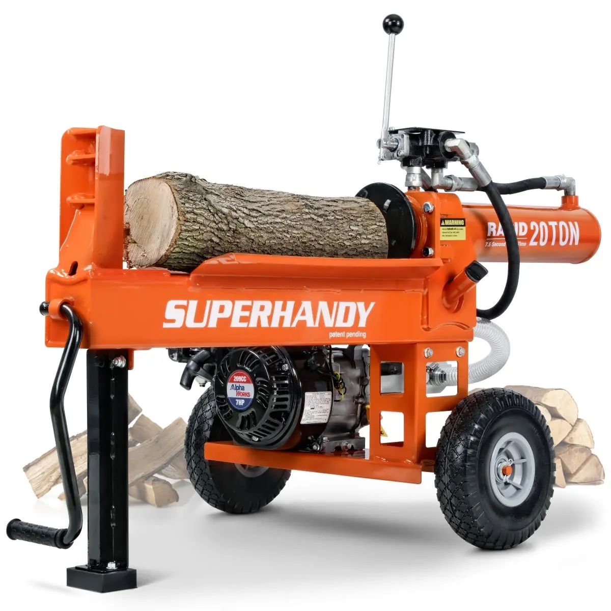 Superhandy  16 Tons Gas Powered Hydraulic Log Splitter, Portable, Efficient Wood Splitting