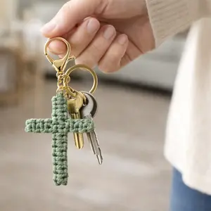 Cross Macrame Keychain - Cross Handmade Keychain - Religious Keychain - Christian Gift - Keychain Accessories