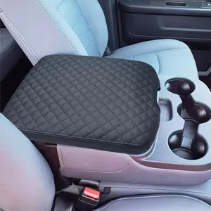 Center Console Cover Compatible with 2013-2018 Ram 1500 & 2013-2024 Ram 2500/3500/1500 Classic Model, Jump Seat Console Armrest Cover, Leather Arm Rest Covering, Black Check