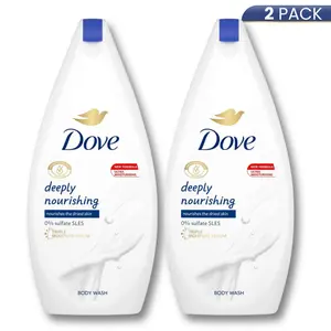 Dove Body Wash Deeply Nourishing (2 Pack) 15.2oz / 450ml - Moisturizing and Refreshing