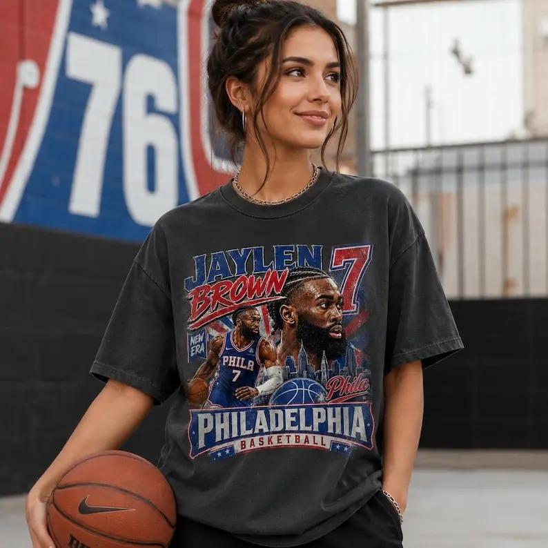Jay.len Brown Phi.ladel.phia Bootleg Shirt, Vintage Philly Basketball Graphic Tee Ema