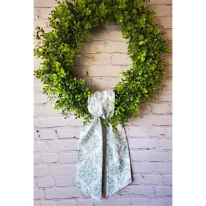 Sage Toile Wreath Sash: Chinoiserie Summer Decor