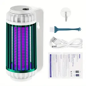 1 Pack Portable Mosquito Zapper Lamp USB Powered 2 in 1 Purple LED Insect Killer and Night Light for Camping Backyard Patio Indoor Outdoor Pest Control