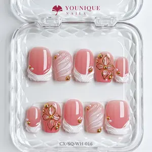 Younique Nails | CX Studio | CX/SQ-WH-016 | 10PCS 100% Handmade Press-On Nails | Reusable Colorful Art