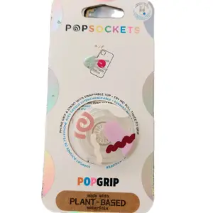PopSocket PopGrip - Pink and Red, Made with Plant-Based Materials, Ideal for Phone and Cellphone Use Smartphone Mount Stand