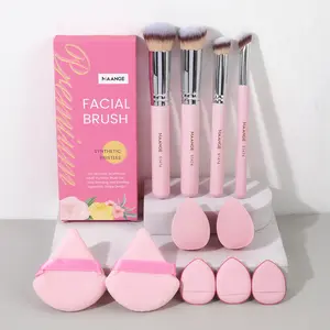 MAANGE Makeup Set – 4 Brushes + 5 Puffs + 2 Beauty Sponges, Beginner Friendly Face & Eye Tools for Foundation, Contour, Blush, Highlight, Blending, Brow & Eyeshadow – Soft Vegan Fiber, Professional Quality Kit#Summervibes