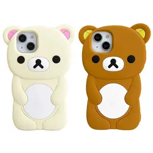 MyFashion Choice cute korilakkuma Bear Silicone Soft Cover  Case For  Phone 17 16 15 Plus 14 13 12 11 Pro Max mini Plus Xs XR iRilakkuma