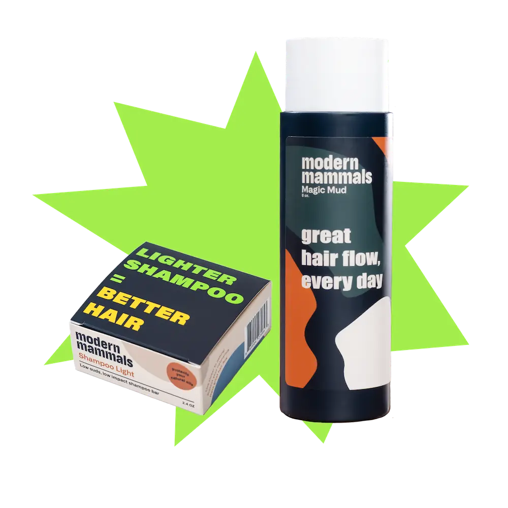 Modern Mammals Duo Bundle – Natural Shampoo Bar and Non-Shampoo Wash for Daily Washing, Moisturizing, Healthy Scalp