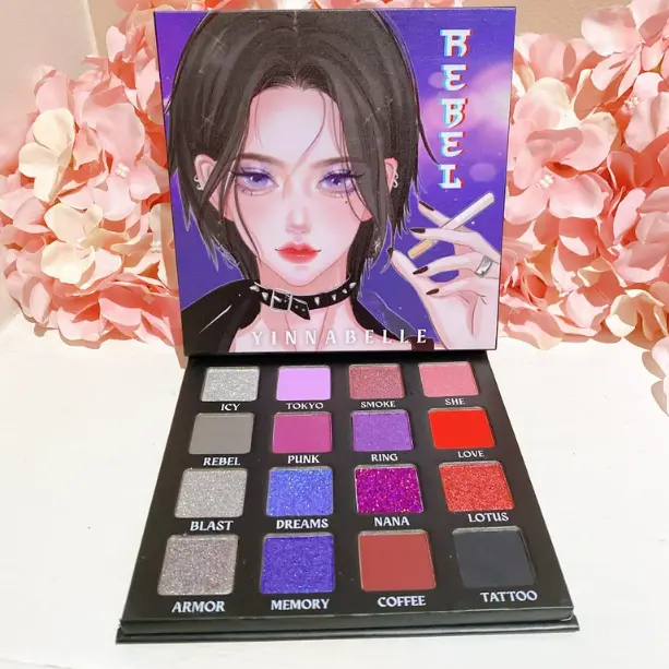NANA Eyeshadow palette, Gothic makeup, Smokey eyeshadow, 16 shades eyeshadow
