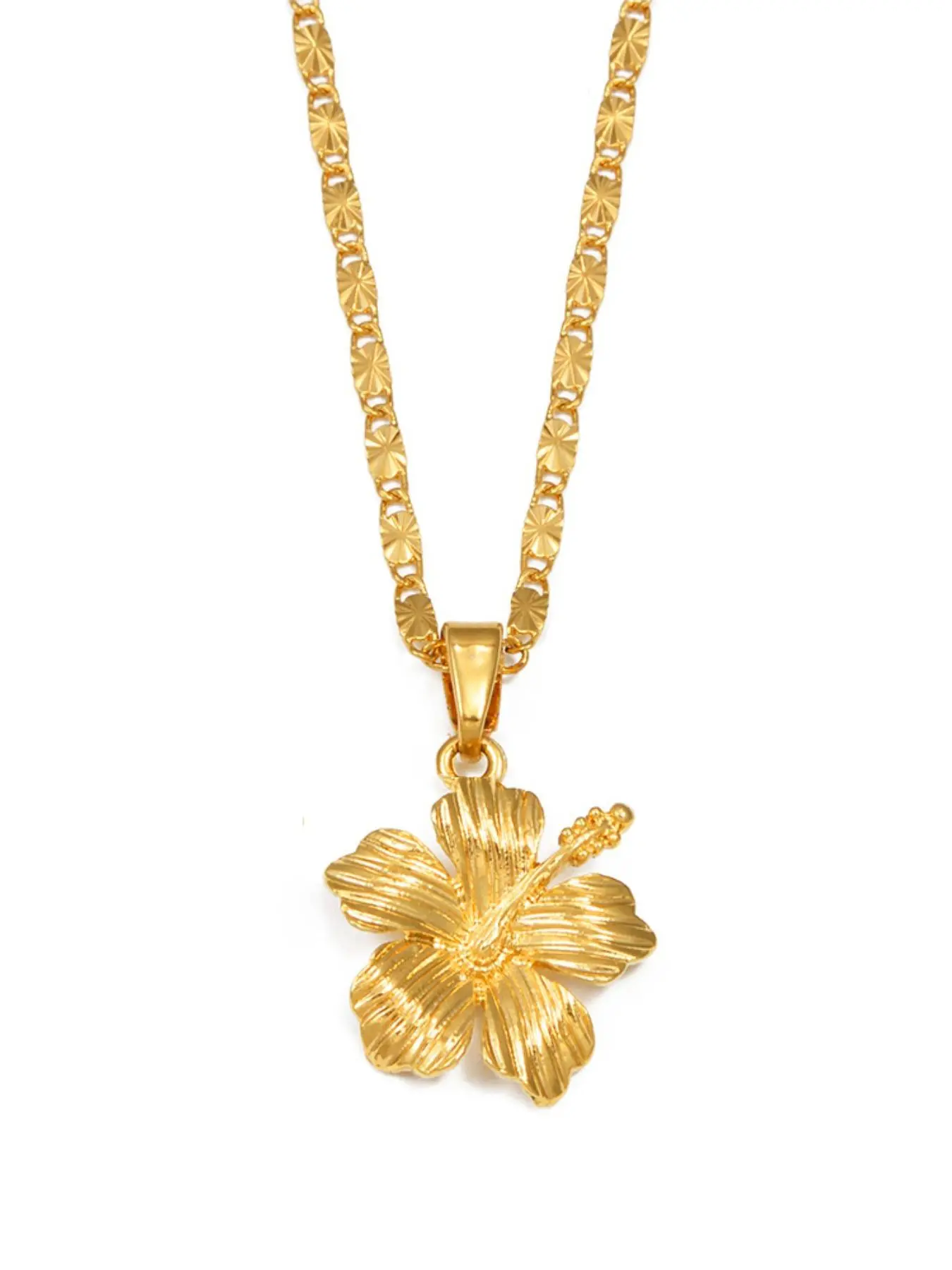 1pc Hibiscus Flowers Copper Pendant Necklaces Bohemian Flower Necklace for Women Girls Hawaiian Guam Guadeloupe Frangipani Jewelry Exquisite Jewelry Gift