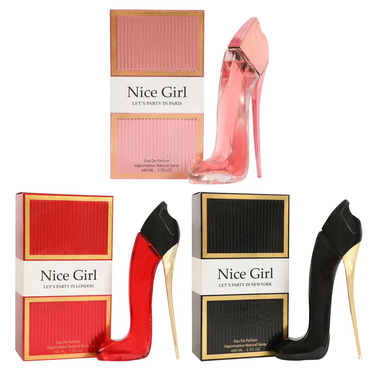 Nice Girl Let's Party in Paris, London, New York Eau De Parfum 2.70 oz - Unique High Heel Design