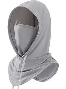 Women's Solid Color Sun Visor Mask, Breathable Ice Silk Sun Hat, Removable Neck Protective Hood, Ideal UV Protection Gear
