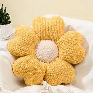 Flower Shaped Throw Pillow, Fun Daisy Pillow,Cute Decorative Seat Cushion Aesthetic Flower Plush Pillows for Bed Floor Couch Chair(15.7" Yellow)