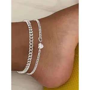 Fashion Chain & Rhinestone Heart Decor Adjustable Anklet for Women & Girls, New Fashion Stainless Steel Anklet for Party, Daily Clothing Decor, Valentine's Day, Love Pendants Trendy Jewelry Gift, Fashionable Jewelry Accessories, Elegant Accessory