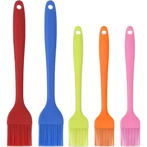 Basting Pastry Brush Set 5 Pack Heat Resistant Spread Oil Butter Sauce for BBQ Grill Barbeque Kitchen Baking Cooking Pastries, 2 Large & 3 Small Multicolor