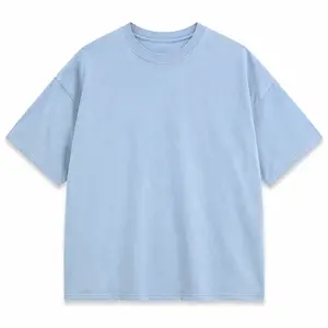 Oversized Light Blue T-Shirt Men’s Casual Summer Tee Minimalist Streetwear Soft Cotton Vintage Washed Crewneck Top Outfit Relaxed Fit Stylish