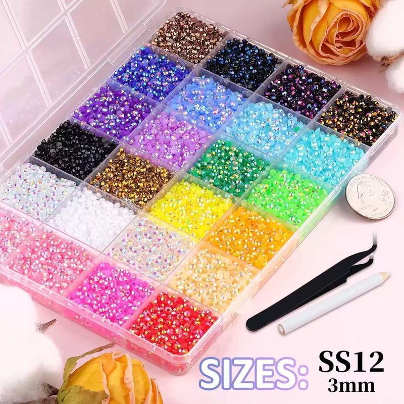 30000Pcs 3mm Jelly Flatback Rhinestones, Bedazzling Kit for Nail Art, Shoes & DIY Diamond Art, Multi-Surface Craft Gems for Fabric, Glass, Plastic, Phone Cases & More, Perfect for DIY Crafting, Decoration & Creative Projects
