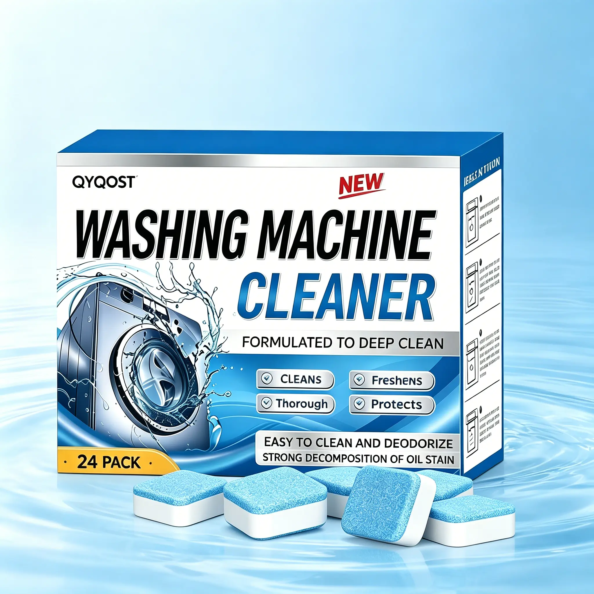 Household Washing Machine Cleaner - Sterilized Formula for 24-Hour Deep Clean, Oil Stain Decomposition, Easy Use, Deodorant, Odour Control & Freshness