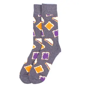 Parquet Men’s Jam & Bread Novelty Crew Socks – Gray
