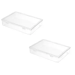 2 Transparent Portable Storage Boxes, Ideal for Paper, Files, Magazines, Anti-Drop Buckle Design, Perfect for Students and Office Use