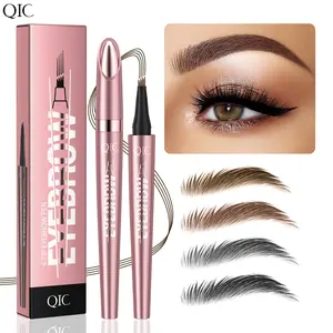 Waterproof 4 Tip Eyebrow Pen for Natural Defined Brows, Microblading Effect Brow Pencil with Fine Hair Strokes, Long Lasting Smudge Proof Makeup Tool for Daily Routine, Travel, Party and Soft Glam Style.