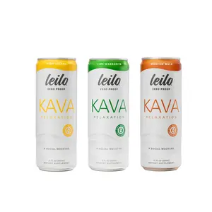 Leilo Mocktail Kava Drink – 12-Pack Sugar-Free | Alcohol-Free Cocktail-Inspired Relaxation Beverage | Moscow Mule, Lime Margarita, Pina Colada | 12oz Can