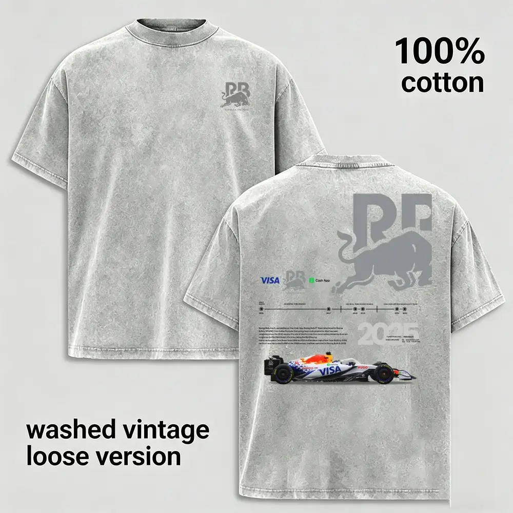 Men's Vintage Open Wheel Racing Graphic Garment, 100% Washed Cotton Basic Short-Sleeve Classic Oversized Crewneck Tee, Retro Motorsport Car Print Clothes, Speed Culture Streetwear, Soft Breathable Unisex Gift, Shortsleeve