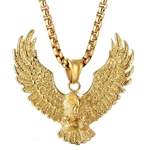 Vintage Eagle Pendant Necklace Men's Necklace Hip Hop Jewelry Stainless Steel Necklace