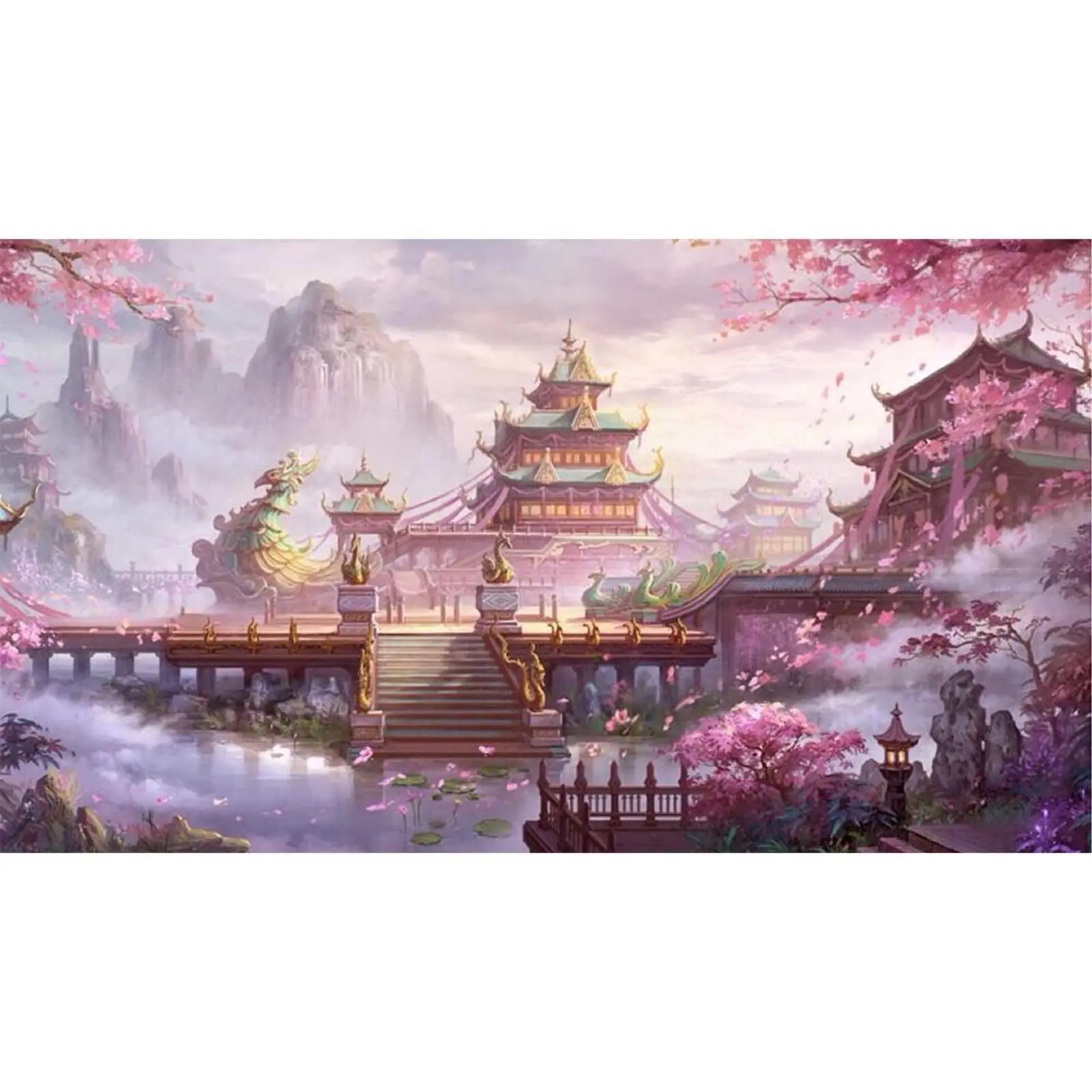 11CT Full Cross Stitch Cotton Thread Kit - DIY Printed Flower Embroidery Fairyland Tower Handcraft Set, Needlework Supplies for Summer Hobbies (Toys & Hobbies, DIY)