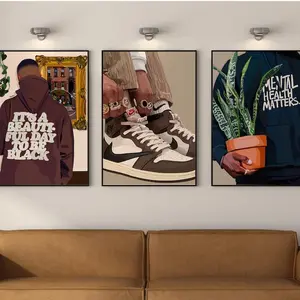 Set of 3 Print Black Man Art, Wall Art, Afro Men Modern Print, Black Art, People Large Wall Art, Large Black Art