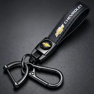 Unisex Car Key Fob Genuine Leather Car Keychain, 360° Swivel Heavy Duty Key Ring, Anti-Loss D-Ring Key Fob Holder, Durable Unisex Daily Gift, Automotive Accessories Fit for Silverado, Equinox, Malibu, Traverse, Tahoe, Suburban & More Vehicles