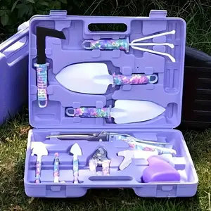 Portable Garden Tool Set, Flower Print Gardening Tools, Vegetables, Small Shovels, Outdoor Soil Excavation Scissors Rake Weeding Remover Sprayer, Handbag Toolbox, Plant Shears with Comfort Handle, Tool Kit