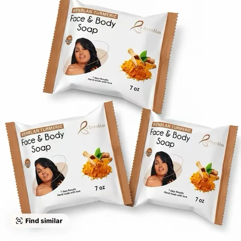 Byenblan 3x Turmeric heart shaped 7oz Face & Body Soap - for Clear Radiant Skin with Pure Turmeric
