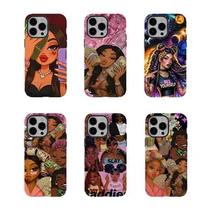B-Bratz doll-shaped hard-shell phone case, Y2K aesthetic phone case, stylish phone case, compatible with iPhone 17/16/15/14/13/12/11 and Samsung Galaxy S21-S25, shockproof and durable design.