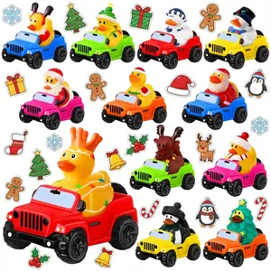 Christmas Rubber Ducks for Jeeps 24 Pcs Road Vehicles 12 Christmas Ducks with 12 Cars Bath Toy Party Favors Gifts for Jeep Enthusiasts