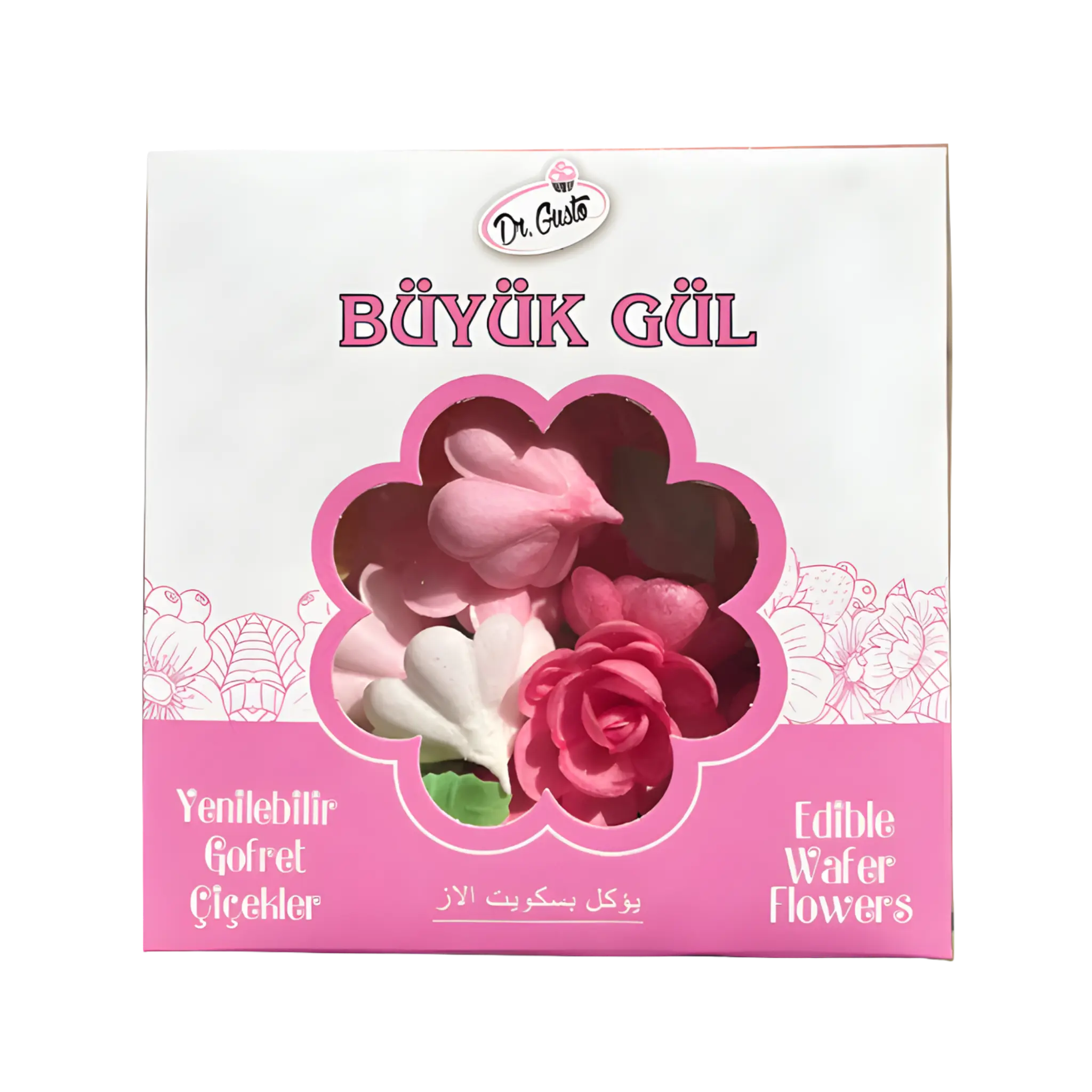 Dr. Gusto Edible Wafer Roses – Large Size, 25 Roses & 75 Jumbo Leaves