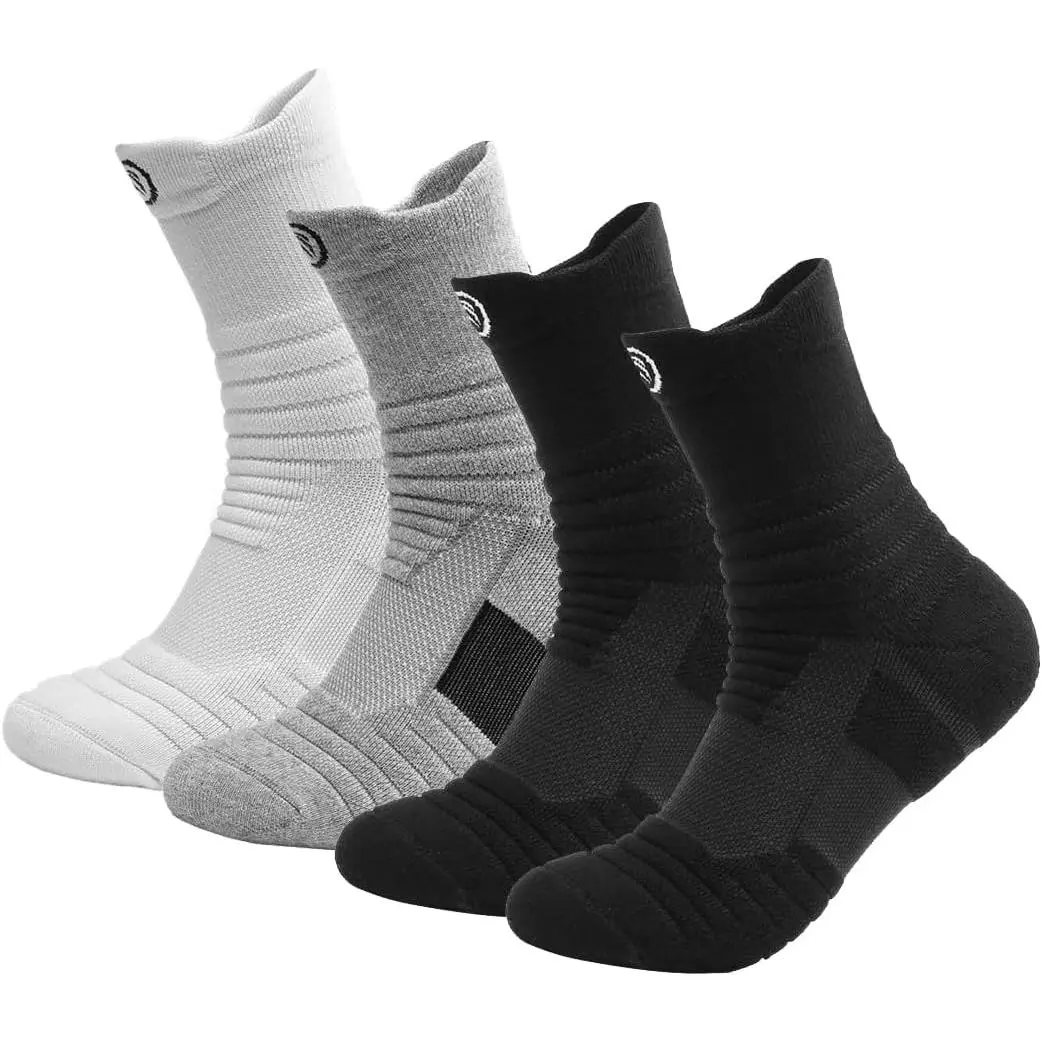 4 Pairs Basketball Socks Men & Women, Mens Athletic Socks  Socks Men, Thick Compression  Socks for Men & Women