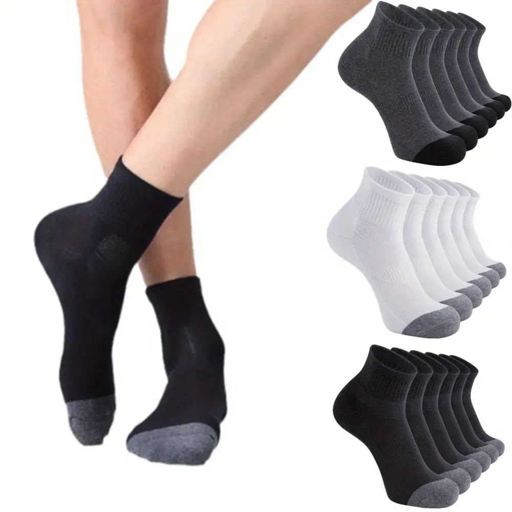 6 Pairs Men's Ankle Socks with Cushion, Sport Athletic Running Socks