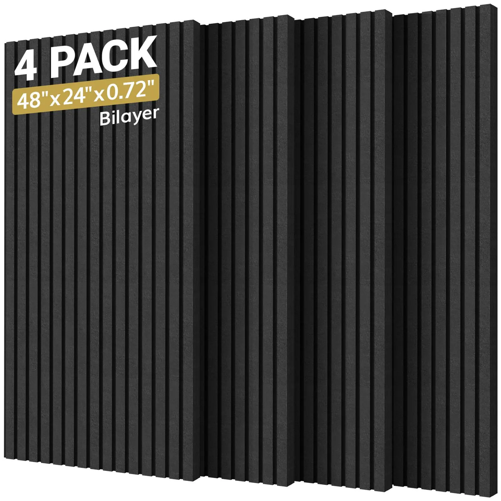 TONOR Bilayer Acoustic Panels, 4/8/12-Pack Large Self-Adhesive Sound Insulation Wall Panels, 48in x 24in x 0.72in Noise Reduction Wall Trim for Home Improvement