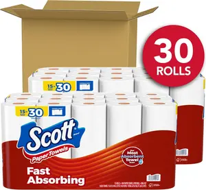 NEW Scott Paper Towels Bulk 60 Regular Rolls 30 Double Rolls 2 Packs of 15 White