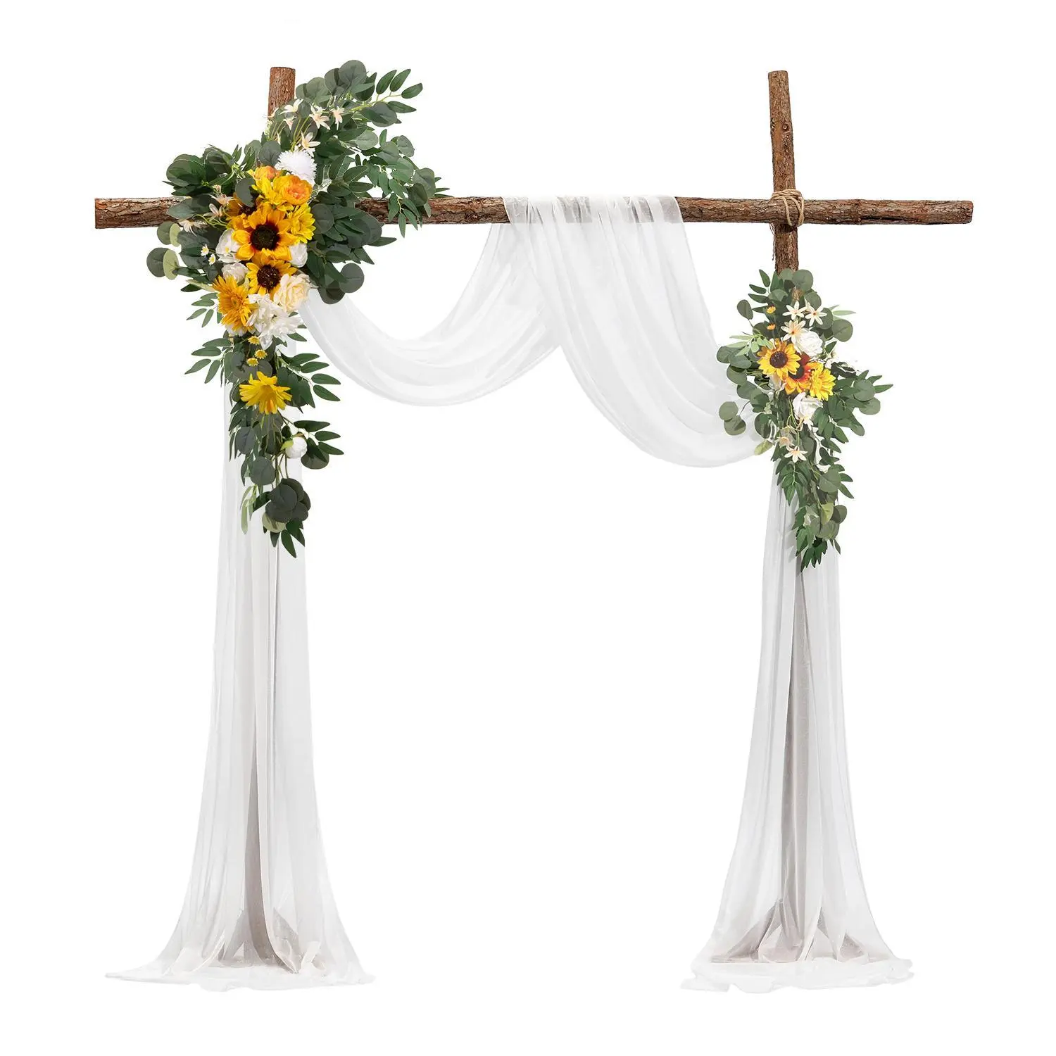 【Backtoschool】VEVOR Artificial Wedding Arch Flowers Kit Yellow With 2 Pcs Flowers 1 Pcs Drapes