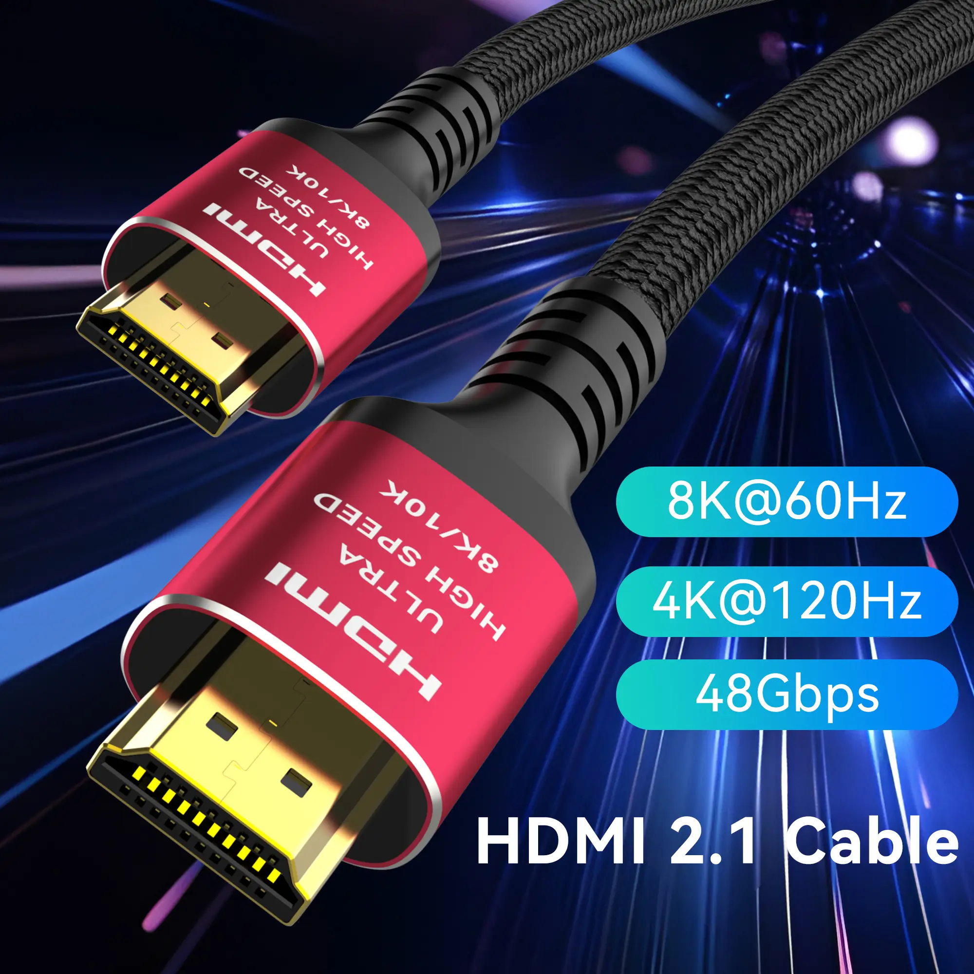 MIZIQIER 8K 10K 4K HDMI Cable 48Gbps Certified Ultra High Speed 8K/60Hz DTS:X, HDCP 2.2 & 2.3 HDR Compatible with Roku, PS5, HDTV & Blu-ray H133R-Red Vrr Ethernet