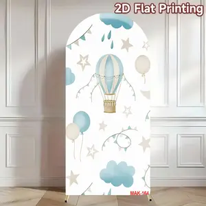Cartoon Hot Air Balloon Cloud Pattern Arch Backdrop for Children Birthday Party Baby Shower Double-Sided Elastic Fabric Decor Background