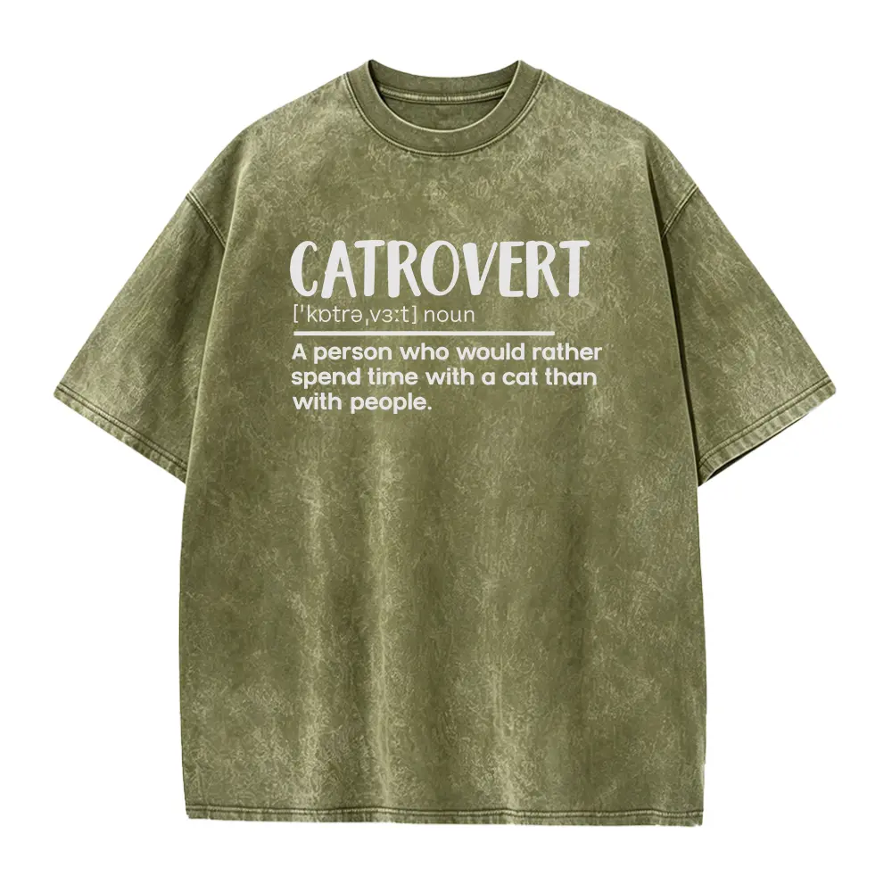 Catrovert T-Shirt, Gift for Cat Lovers, Funny Cat Shirt, Introvert Gift, Cat Mom Gift, Cat Lover Shirt, Animal Lover Shirt Casual Cotton