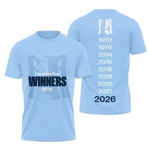 Men's Sky Blue Champions Trophy Tee - Football Cup Winners Graphic Back Years List Print